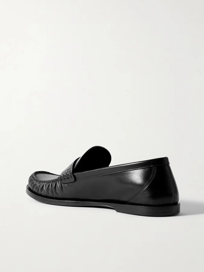 SAINT LAURENT - Laurent Glossed-leather Loafers - Black - Image 3