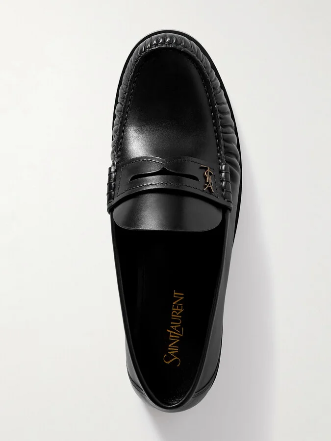 SAINT LAURENT - Laurent Glossed-leather Loafers - Black - Image 5