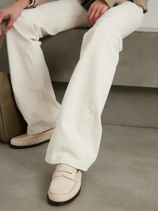 SAINT LAURENT - Laurent Glossed-leather Loafers - Cream - Image 2