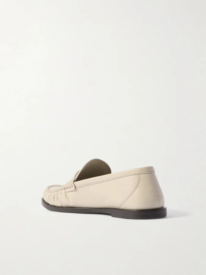 SAINT LAURENT - Laurent Glossed-leather Loafers - Cream - Image 3