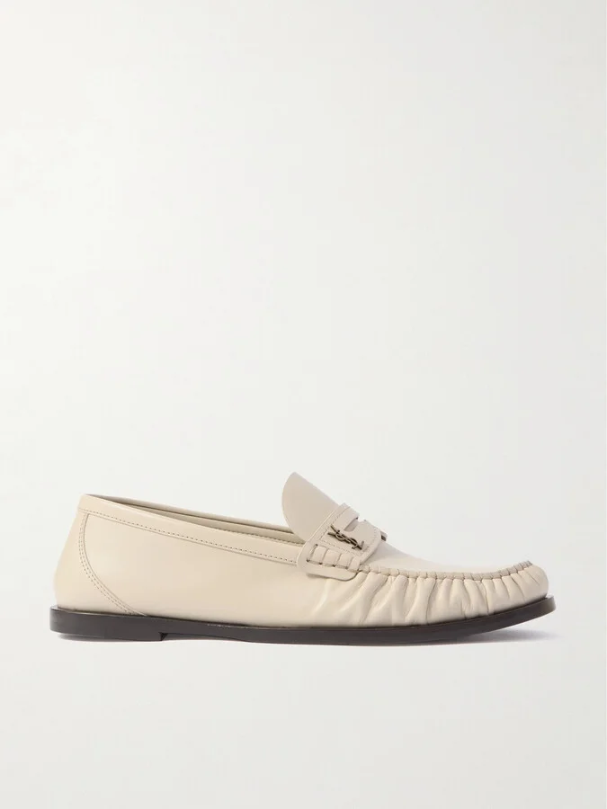 SAINT LAURENT - Laurent Glossed-leather Loafers - Cream