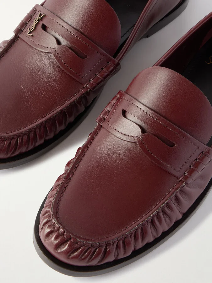 SAINT LAURENT - Laurent Leather Loafers - Burgundy - Image 4