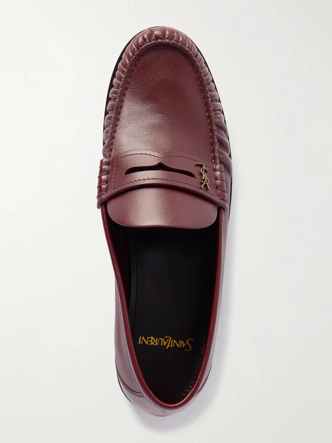 SAINT LAURENT - Laurent Leather Loafers - Burgundy - Image 5
