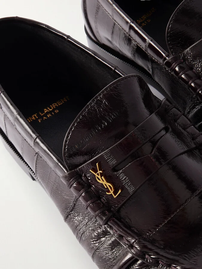 SAINT LAURENT - Le Loafer Eel Loafers - Brown - Image 4