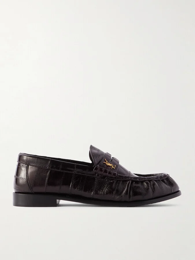 SAINT LAURENT - Le Loafer Eel Loafers - Brown