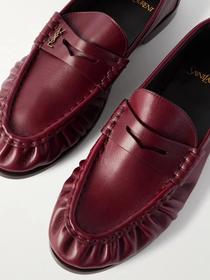 SAINT LAURENT - Le Loafer Leather Loafers - Red - Image 4