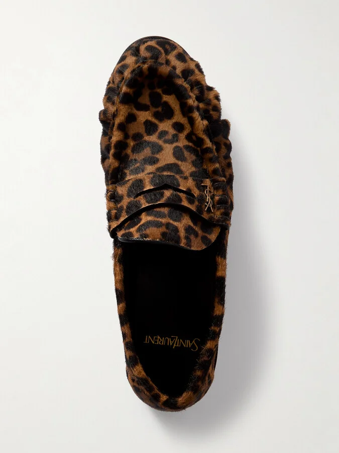 SAINT LAURENT - Le Loafer Leopard-print Calf Hair Loafers - Brown - Image 5