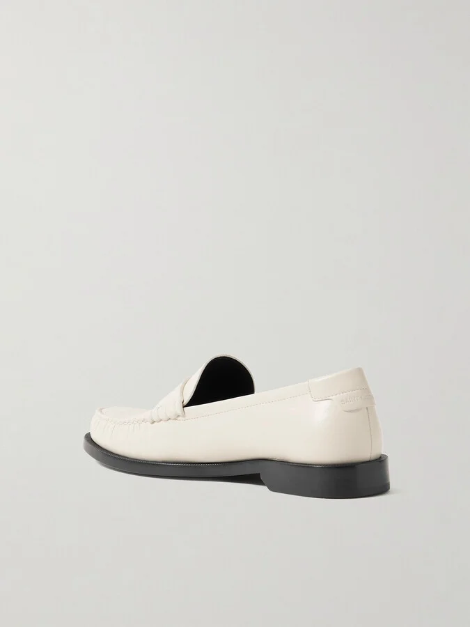 SAINT LAURENT - Le Loafer Logo-appliquéd Leather Loafers - Off-white - Image 3