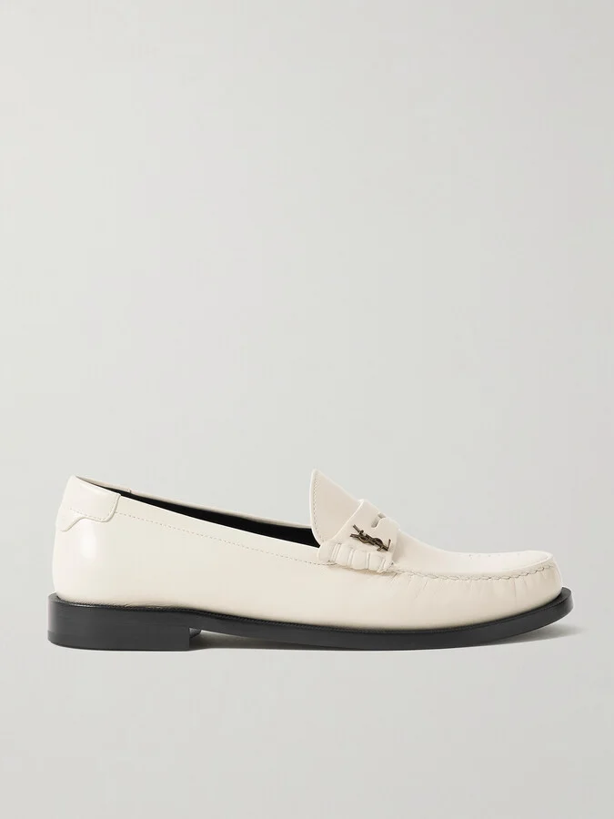SAINT LAURENT - Le Loafer Logo-appliquéd Leather Loafers - Off-white