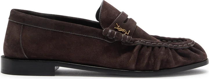 Saint Laurent Le Loafer Logo Suede Loafers