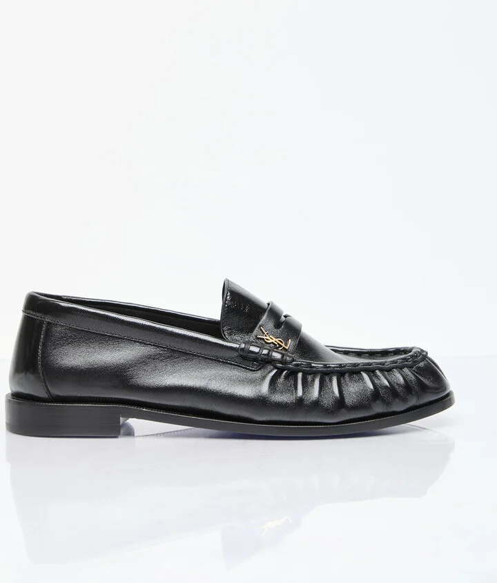 Saint Laurent Le Loafer Penney Leather Slippers - Man Loafers Black Eu - 42
