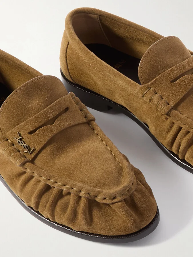 SAINT LAURENT - Le Loafer Suede Loafers - Brown - Image 4
