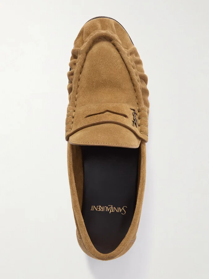 SAINT LAURENT - Le Loafer Suede Loafers - Brown - Image 5