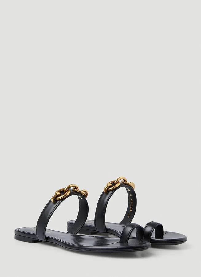 Saint Laurent Le Mallion Flat Sandals - Woman Sandals Black Eu - 36 - Image 2