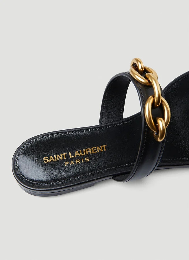 Saint Laurent Le Mallion Flat Sandals - Woman Sandals Black Eu - 36 - Image 6