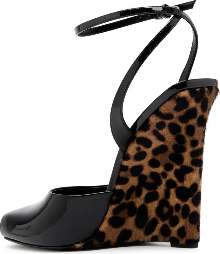 Saint Laurent Le Scandale 110 Patent Leather Wedge Sandals - Image 2