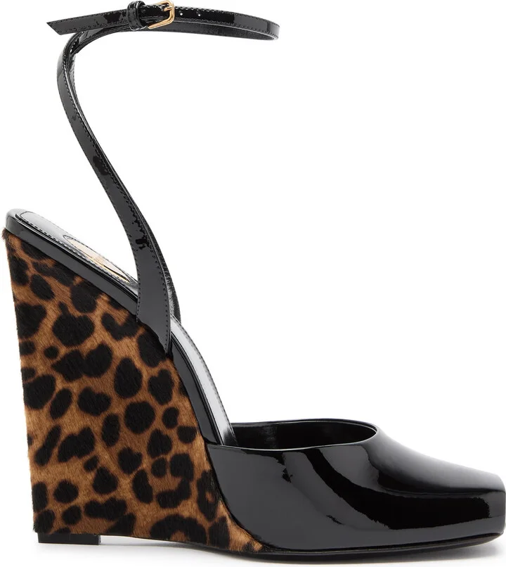 Saint Laurent Le Scandale 110 Patent Leather Wedge Sandals