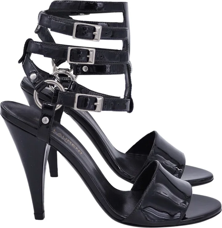 Saint Laurent Leather Ankle Cage Strap Heel (Authentic Pre-Loved)