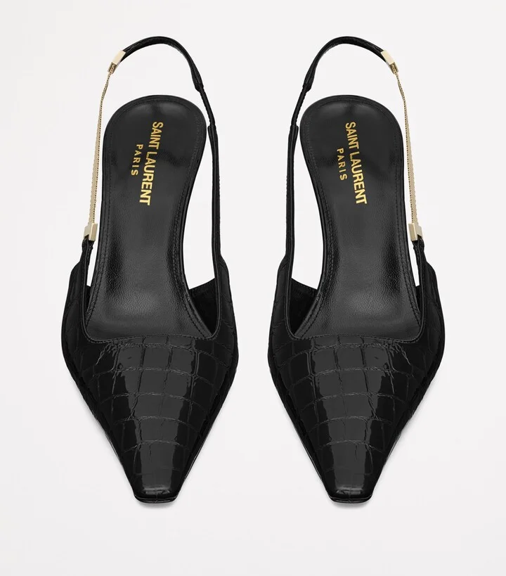 Saint Laurent Leather Aston Slingback Pumps 75 - Image 2