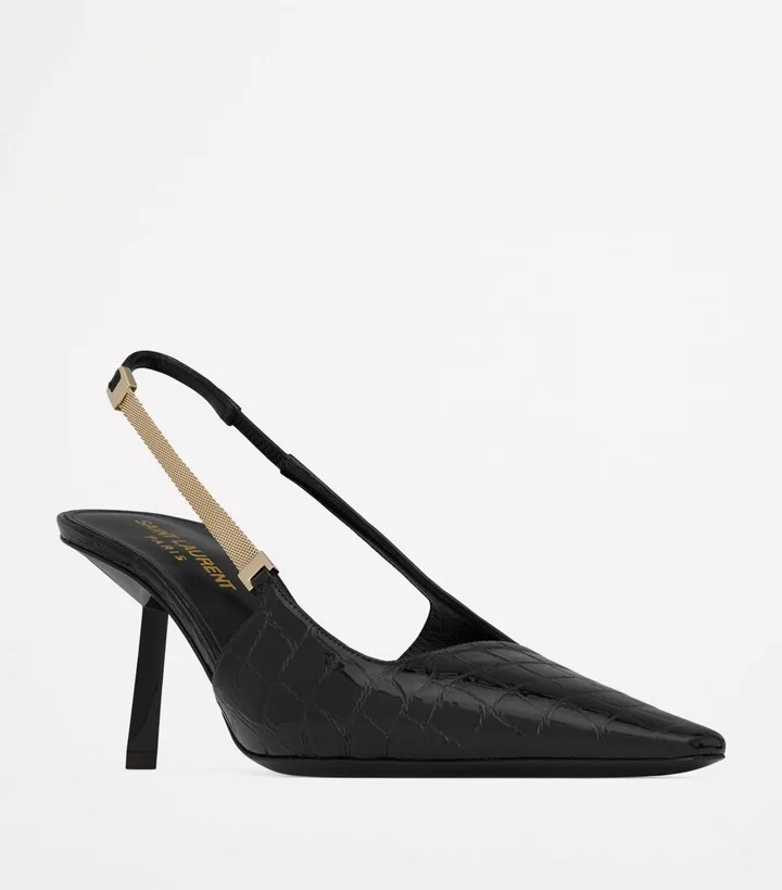 Saint Laurent Leather Aston Slingback Pumps 75 - Image 3