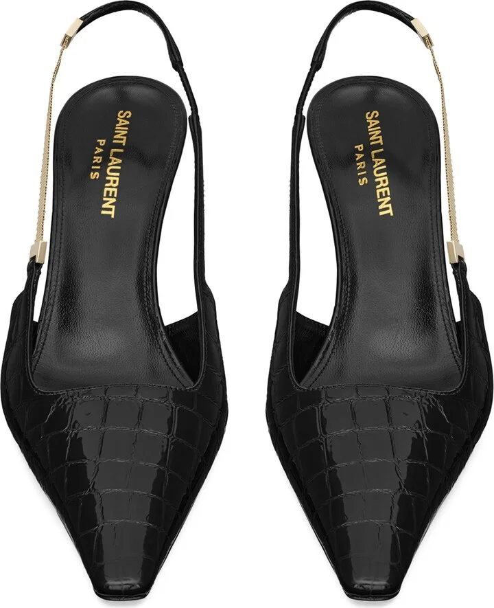 Saint Laurent Leather Aston Slingback Pumps 75 - Image 4
