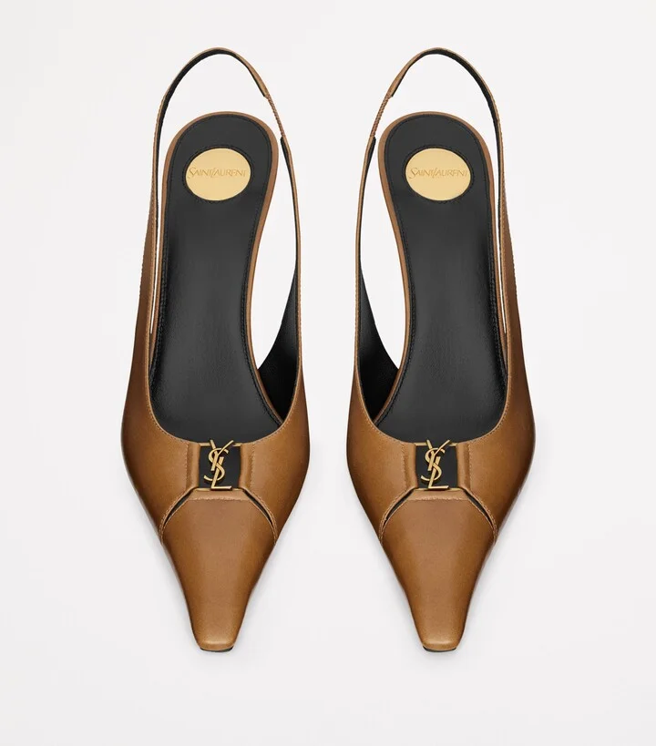 Saint Laurent Leather Babylone Slingback Pumps 90 - Image 2