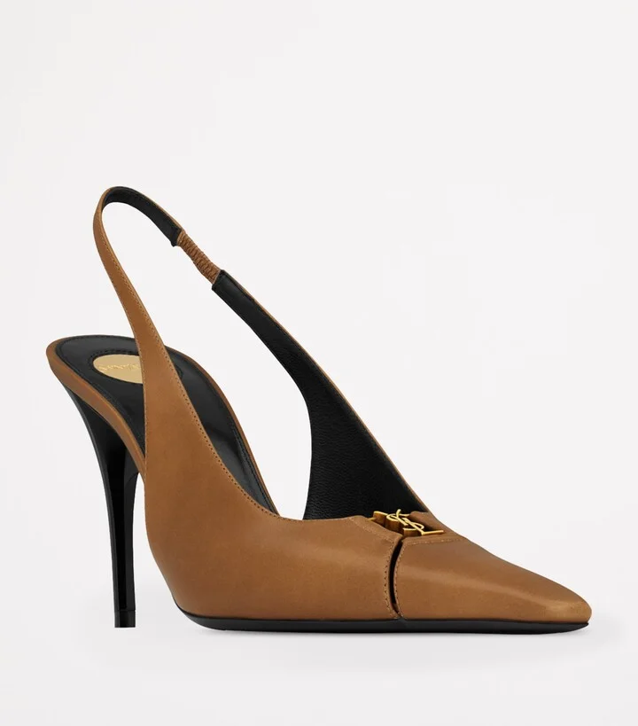 Saint Laurent Leather Babylone Slingback Pumps 90 - Image 3