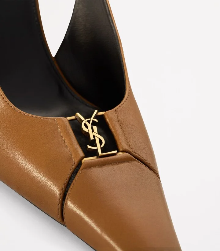 Saint Laurent Leather Babylone Slingback Pumps 90 - Image 4