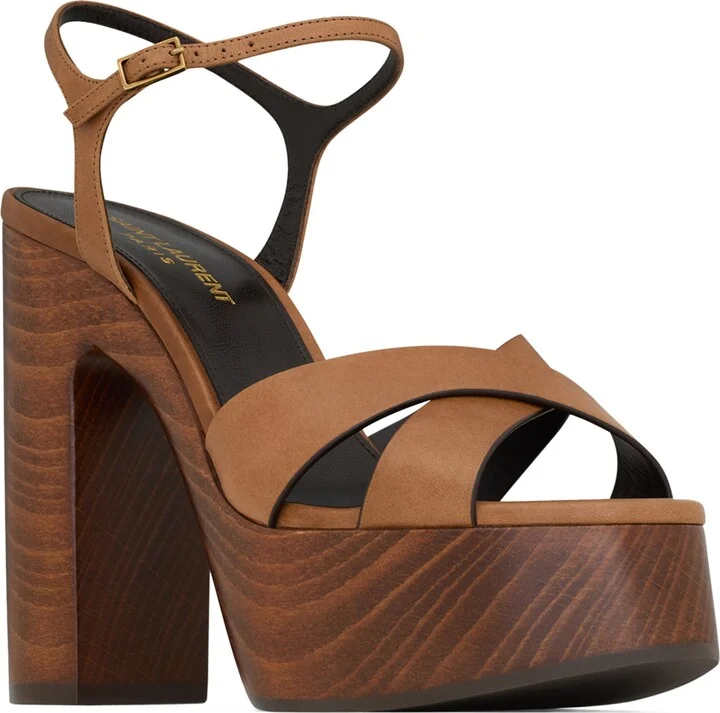 Saint Laurent Leather Bianca Platform Sandals 125 - Image 3