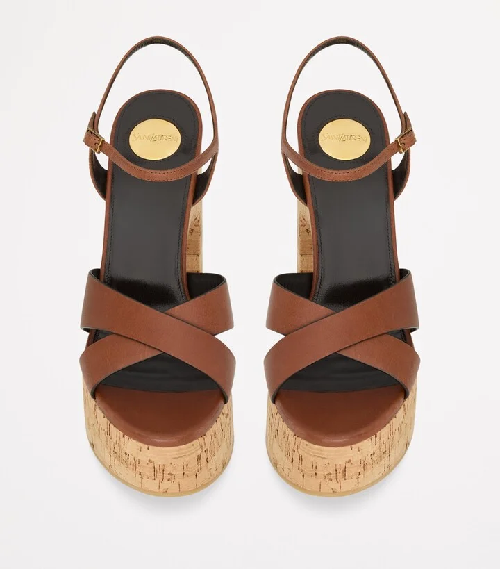 Saint Laurent Leather Bianca Platform Sandals 85 - Image 2
