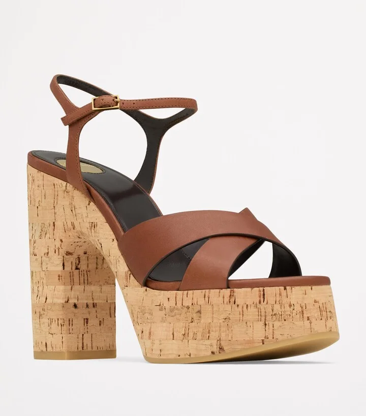 Saint Laurent Leather Bianca Platform Sandals 85 - Image 3