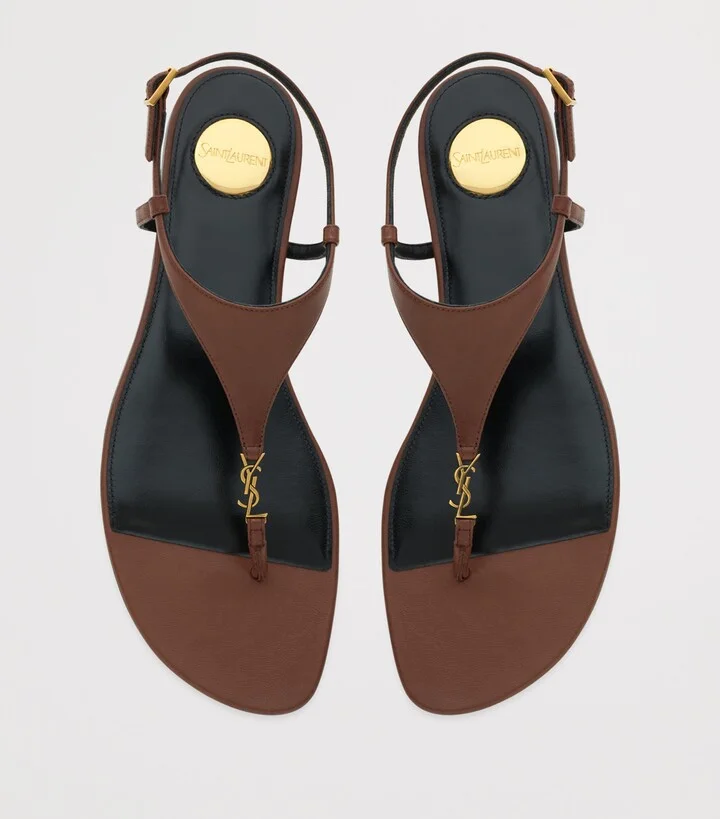 Saint Laurent Leather Cassandra Logo Sandals - Image 2