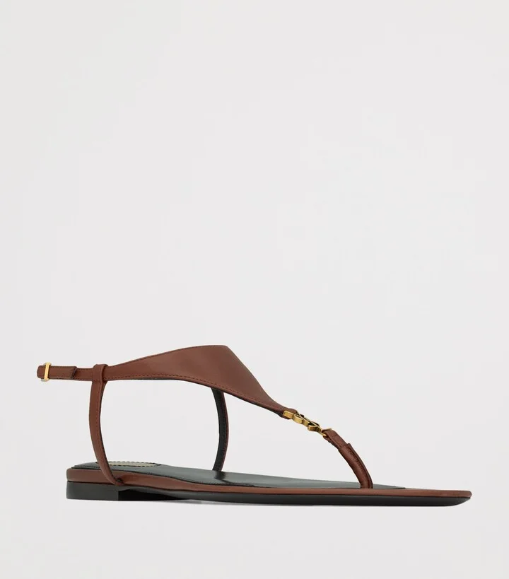 Saint Laurent Leather Cassandra Logo Sandals - Image 3