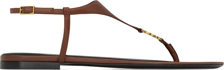 Saint Laurent Leather Cassandra Logo Sandals