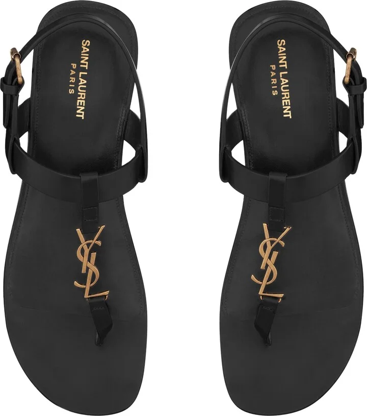 Saint Laurent Leather Cassandra Sandals - Image 2