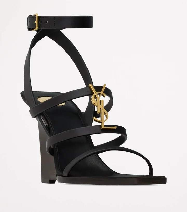 Saint Laurent Leather Cassandra Wedges 90 - Image 3