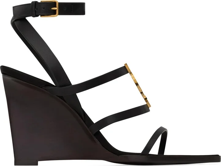 Saint Laurent Leather Cassandra Wedges 90