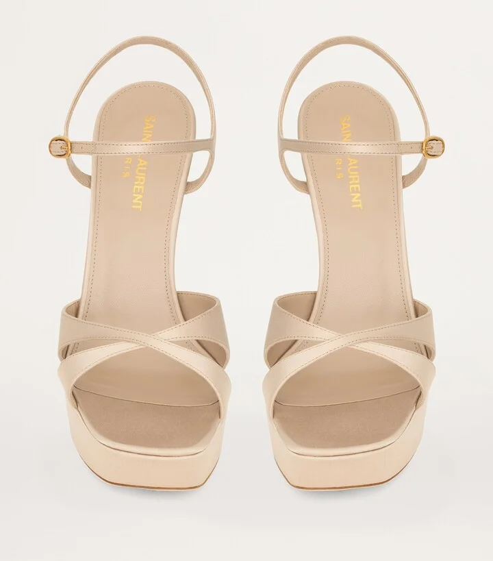 Saint Laurent Leather Debbie Platform Sandals 110 - Image 3