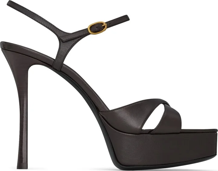 Saint Laurent Leather Debbie Platform Sandals 85