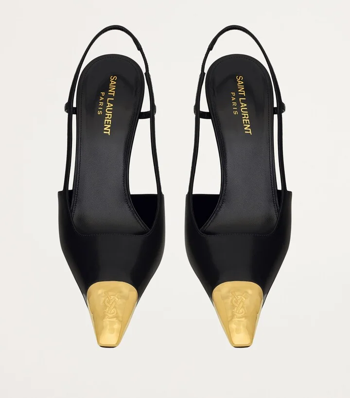 Saint Laurent Leather Jeanne Slingback Pumps 110 - Image 3