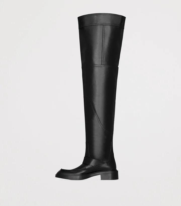 Saint Laurent Leather Joe Over-The-Knee Boots 25 - Image 3