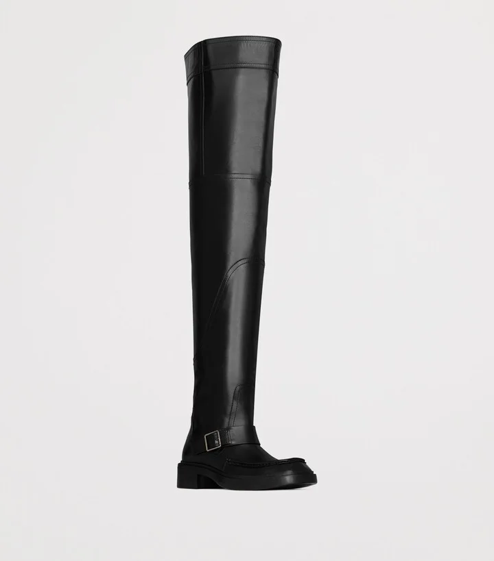 Saint Laurent Leather Joe Over-The-Knee Boots 25 - Image 4