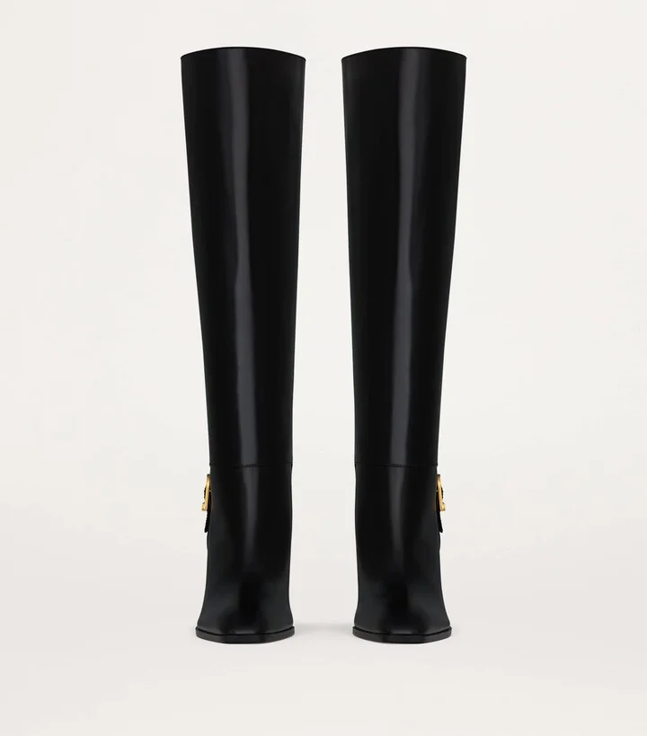 Saint Laurent Leather Knee-High Boots 75 - Image 2