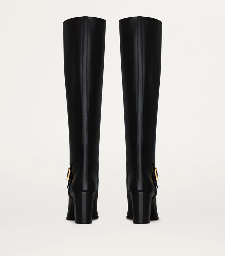 Saint Laurent Leather Knee-High Boots 75 - Image 3