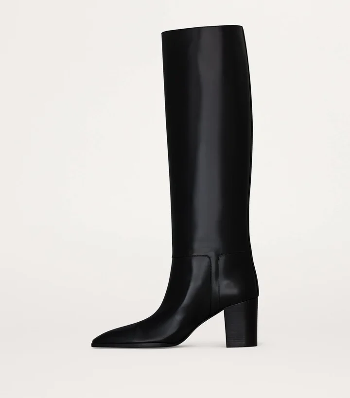 Saint Laurent Leather Knee-High Boots 75 - Image 4