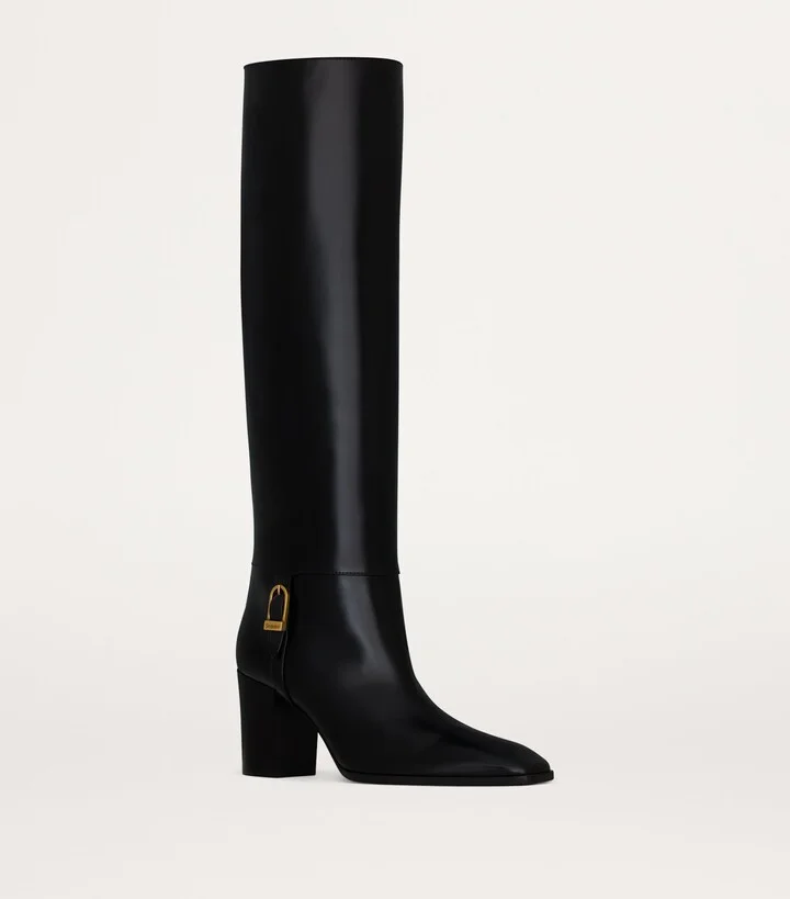 Saint Laurent Leather Knee-High Boots 75 - Image 5