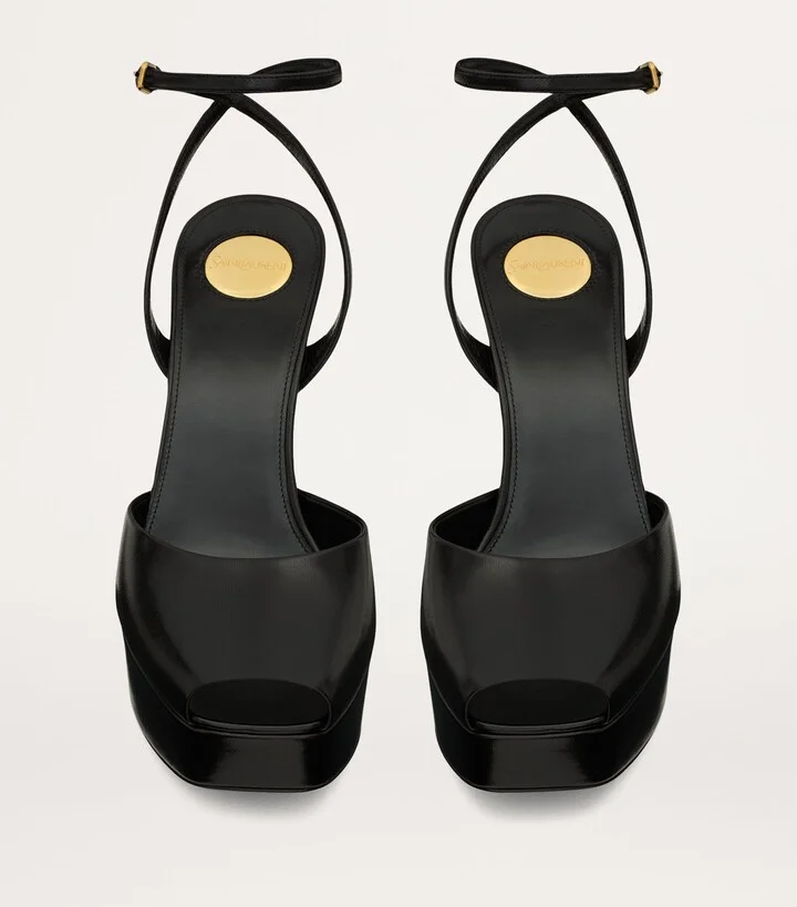 Saint Laurent Leather La Scandale Platform Sandals 85 - Image 2