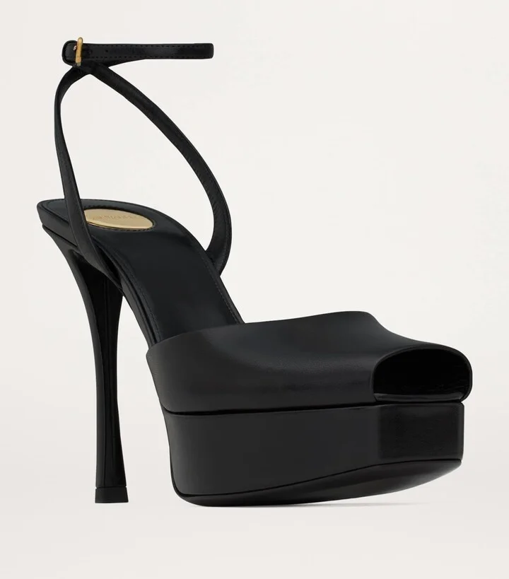 Saint Laurent Leather La Scandale Platform Sandals 85 - Image 3