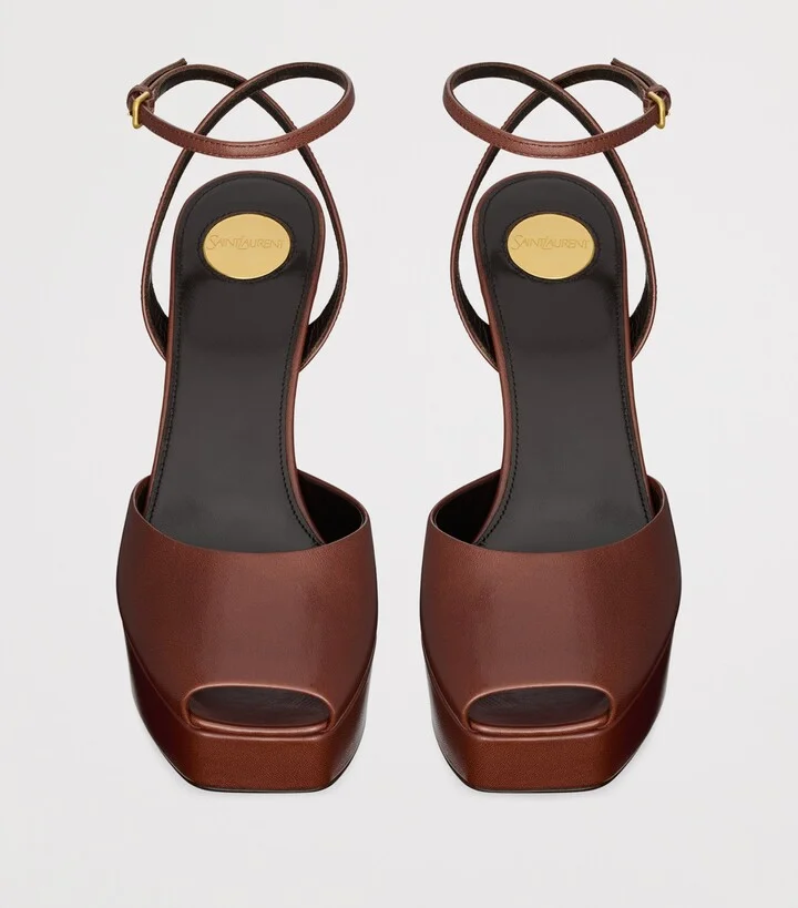 Saint Laurent Leather La Scandale Platform Sandals 85 - Image 3