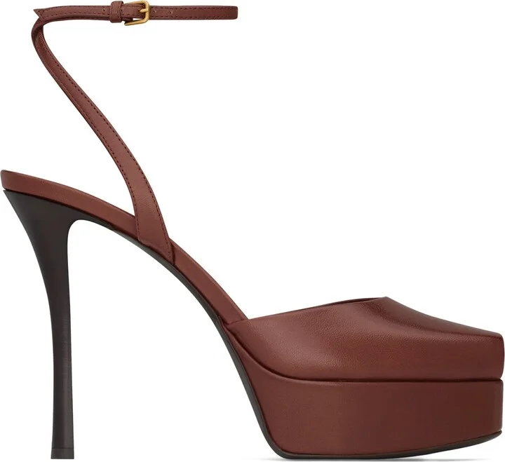 Saint Laurent Leather La Scandale Platform Sandals 85